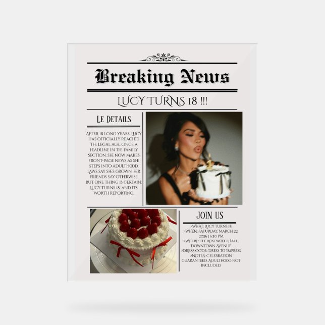 Editable Newspaper Birthday Invitation Template  (Recto)