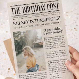 Editable Newspaper Birthday Invitation   Vintage E