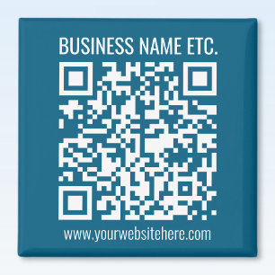 Editable Ocean Blue QR code Magnet