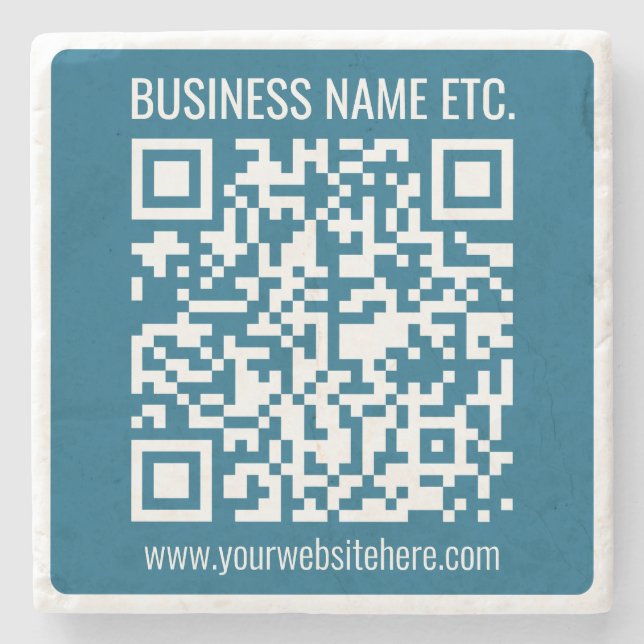 Editable Ocean Blue QR code  Stone Coaster (Front)