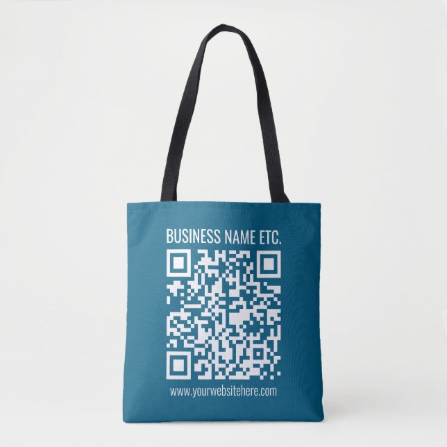 Editable Ocean Blue QR code  Tote Bag (Front)