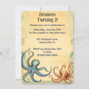 Editable Ocean Octopus Invitation