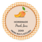 Editable Orange Gingham Peach Jam Label Stickers