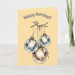 Editable Ornaments and Greenery Christmas Holidays Card