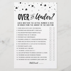 Editable Over or Under Bridal Shower game