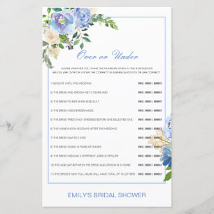 Editable Over or Under Bridal Shower Game