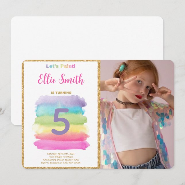Editable Painting Photo Invitation  (Front/Back)