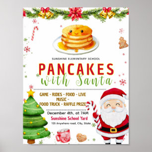 Editable pancake with santa fundraiser flyer poster