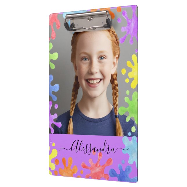 Editable Pastel Splash Custom Photo Frame  Clipboard (Left)