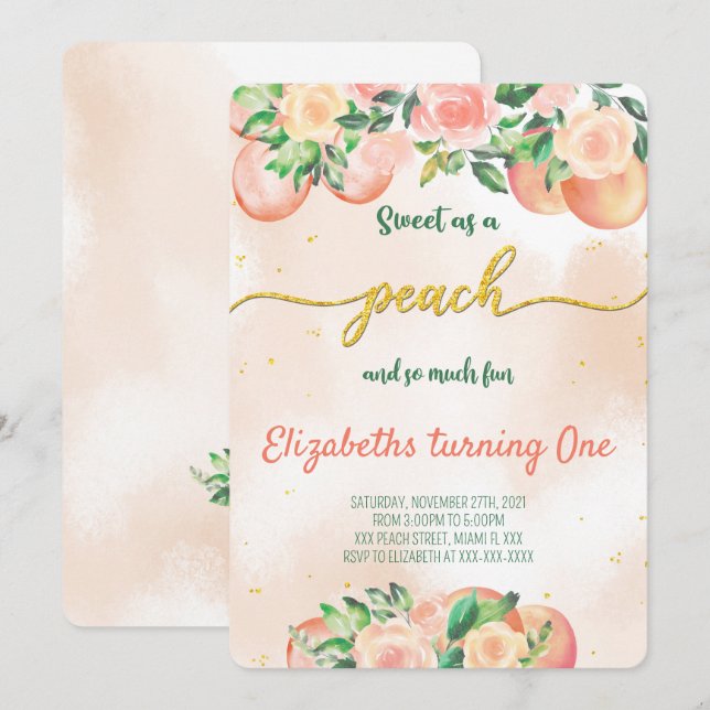 Editable Peach Invitations  (Front/Back)