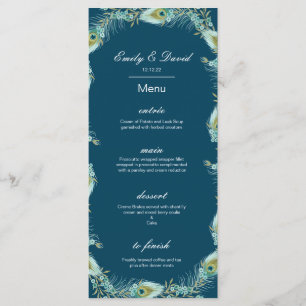 Editable Peacock Menu, Wedding Menu, Baby Shower Menu