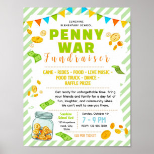 Editable Penny War Fundraiser Flyer Poster
