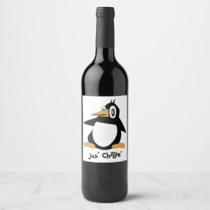 Editable Percius The Penguin Wine Labels