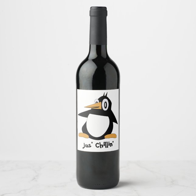 Editable Percius The Penguin Wine Labels (Front)