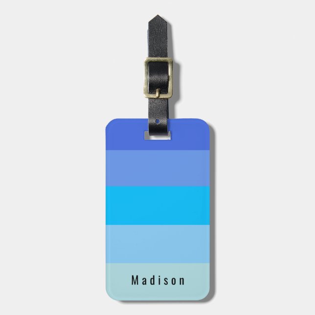 Editable Personal ☀️🍋 Bright Blue Spring Hues  Luggage Tag (Front Vertical)