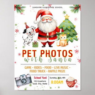 Editable pet photo with santa flyer poster