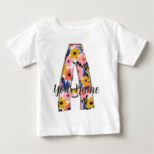 editable photo Alphabet letters A personalized Baby T-Shirt