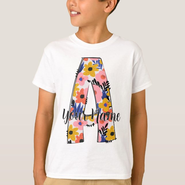 editable photo Alphabet letters A  personalized  T-Shirt (Front)