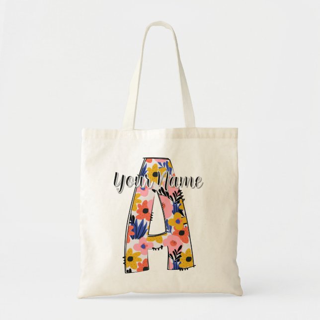 editable photo Alphabet letters A  personalized  Tote Bag (Front)