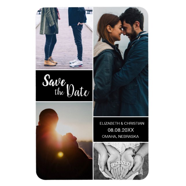 Editable Photo Collage Modern Save the date Magnet (Vertical)