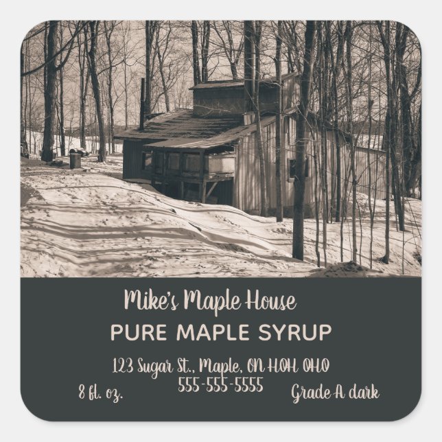 Editable Photo Maple Syrup Label (Front)
