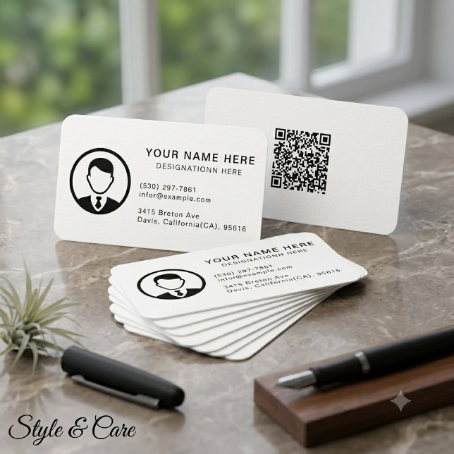 Editable Photo & QR Code Professional Business Card (Editable Photo & QR Code Professional Business Card)