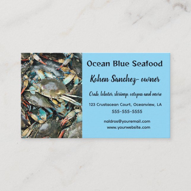 Editable Photo Seafood Distributor  Business Card (Front)