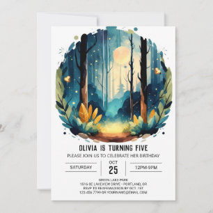 Editable Pine Adventure Woodland Birthday Invitation