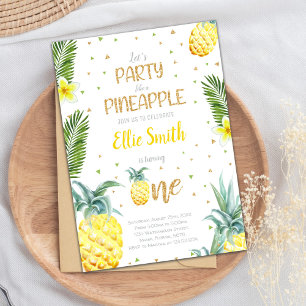Editable Pineapple 1st Birthday Invitation