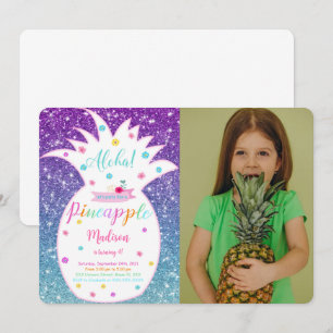 Editable Pineapple Birthday Photo Invitation