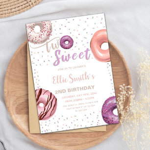 Editable Pink 2nd Birthday Party Invite