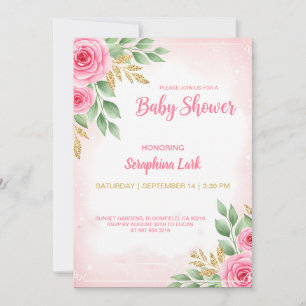 Editable Pink Baby Shower Card for Girls