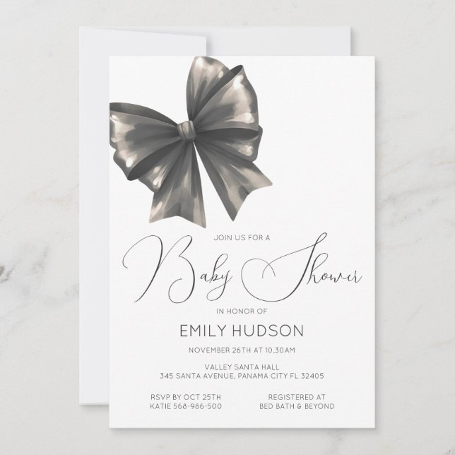 Editable Pink Bow Coquette Invitation (Front)