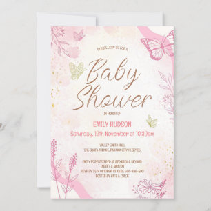 Editable Pink Butterfly Invitation
