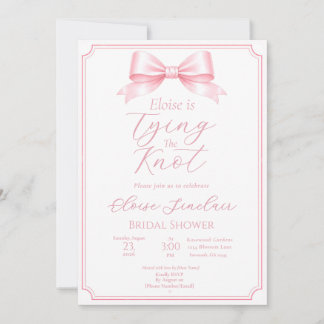 Editable Pink Elegant Bow Bridal Shower Coquette Invitation