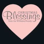 Editable Pink Heart Christmas Blessings Stickers<br><div class="desc">Soft blush pink Christmas Blessings heart envelope seals or stickers. The heart shape makes it even sweeter. Use them on Christmas cards, invitations or gifts. They are compatible with my Christmas Blessings collection that you should be able to see on this page, If you can't, please email me for the...</div>