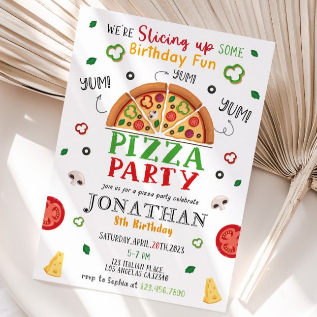 Editable Pizza Party Birthday Invitation Template (Creator Uploaded)