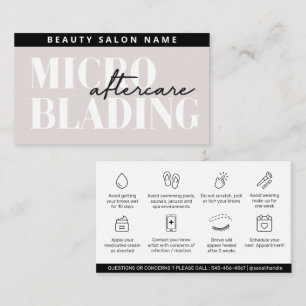 Editable PMU Brow Eyebrows Microblading Aftercare  Business Card