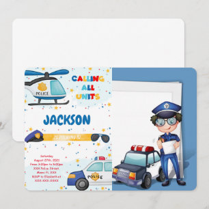 Editable Police Birthday Photo Invitation