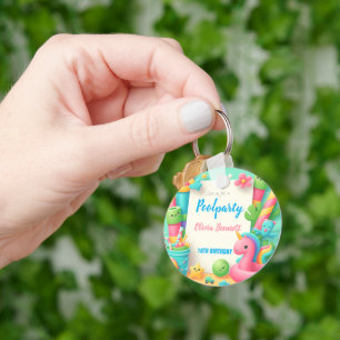 Editable Pool Party Birthday Summer Swim Keychain