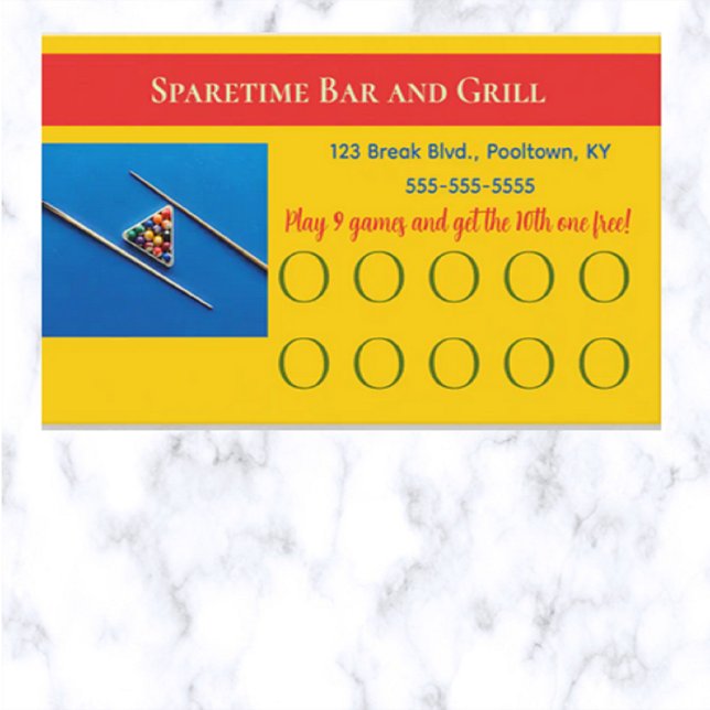 Editable Pool Table  Loyalty Card (Creator Uploaded)