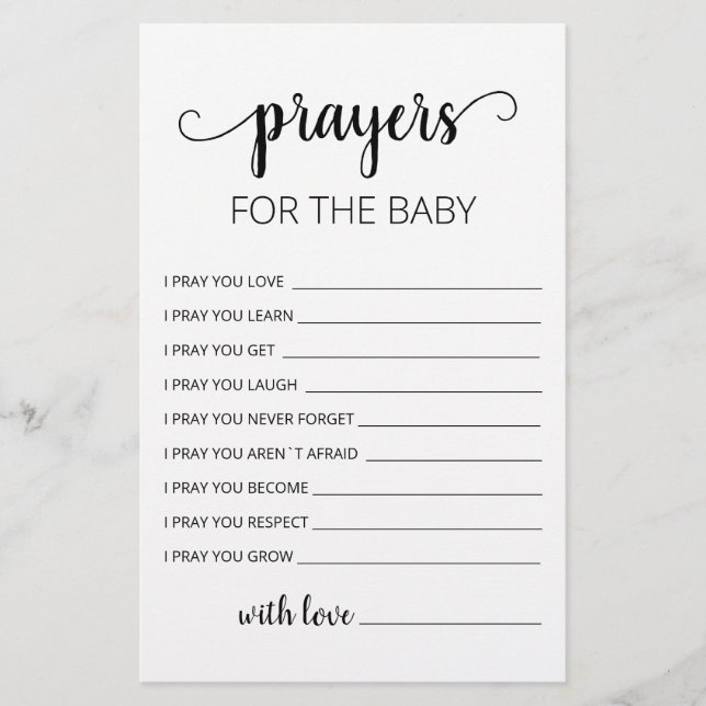 Editable Prayers for Baby Shower Party card (Front)