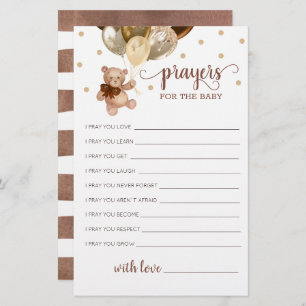 Editable Prayers for Baby Shower Teddy Bear