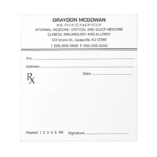 Editable Prescription Notepad