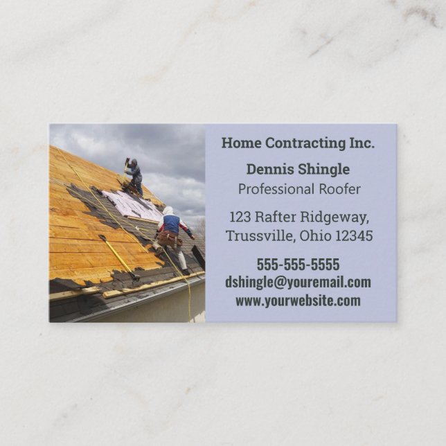 Editable Professional Roofer Business Card (Front)