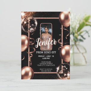 Editable Prom Send Off Earth Pink Sparkling Frame Invitation