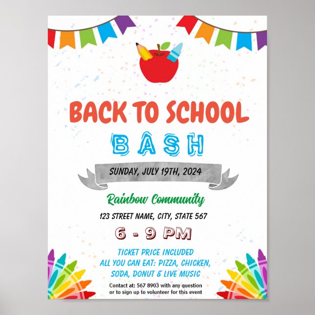 Editable PTO PTA back to school flyer Poster (Front)