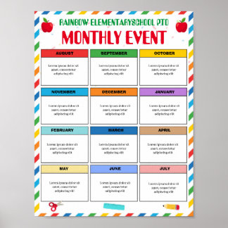 Editable PTO PTA Monthly event template Poster