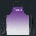(Editable) Purple Color Ombre & Your Text Apron<br><div class="desc">Any name or word in a retro-modern calligraphy.</div>