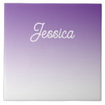 (Editable) Purple Color Ombre & Your Text Tile<br><div class="desc">Any name or word in a retro-modern calligraphy.</div>